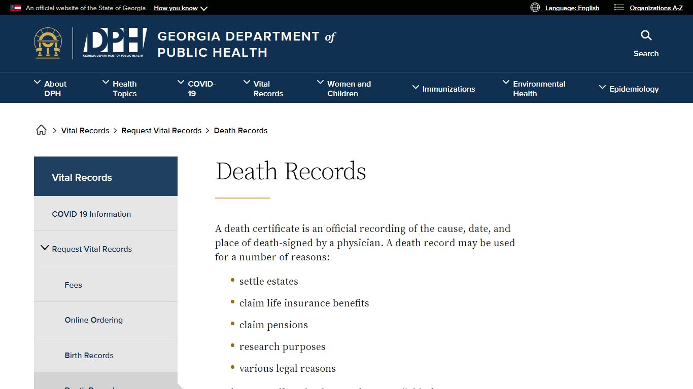 death - Georgia Department of Public Health