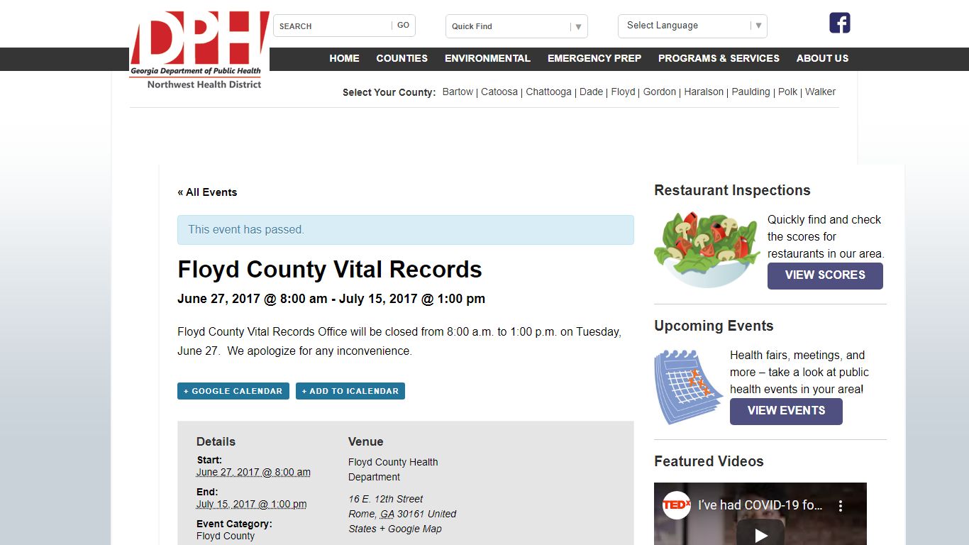 Floyd County Vital Records - Northwest Health